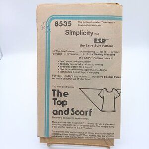 UNCUT Vintage Sewing PATTERN Simplicity ESP 8535, Misses 1978 Pullover Top